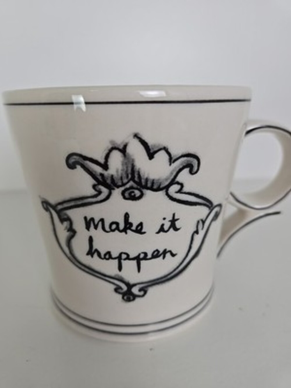 Anthropologie MOLLY HATCH "Make It Happen" Crown Green Stripe 12 Oz Coffee Mug - Picture 3 of 10
